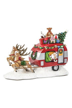 Santa caravan met rendieren, LED en muziek - 29cm