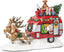 Santa caravan met rendieren, LED en muziek - 29cm