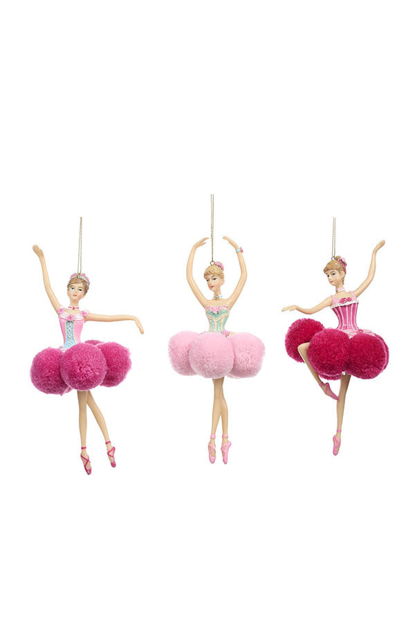 Set Pompon ballerina's (3 stuks) - 18 cm