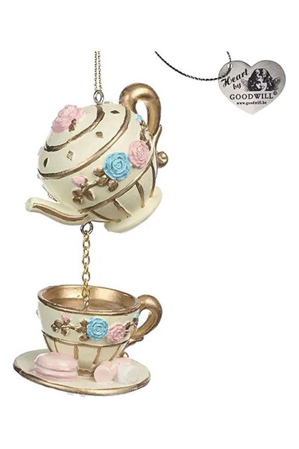 Teapot and cup ornament - 10 cm