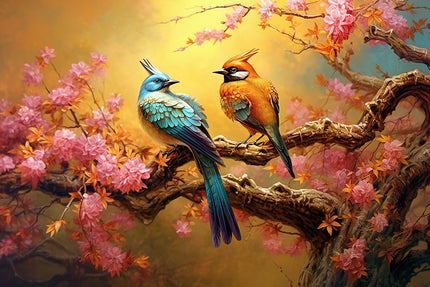 Vogels in bloesemboom